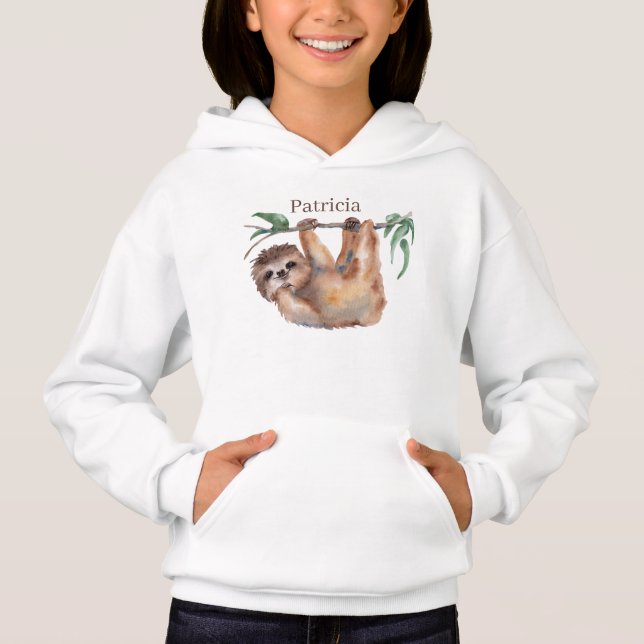 Söt lägg till namn sloth älskare Hoodie T Shirt (Framsida)