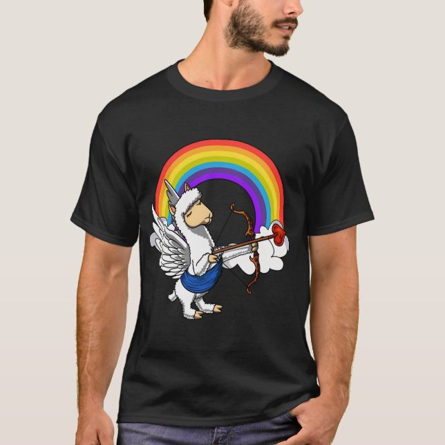 Söt Lama Cupid T Shirt (Framsida)