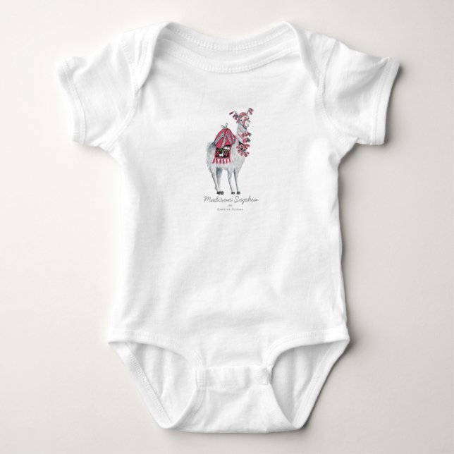 Söt Lama Djur | Babyflicka | Kroppsoverall Tröja (Framsida)
