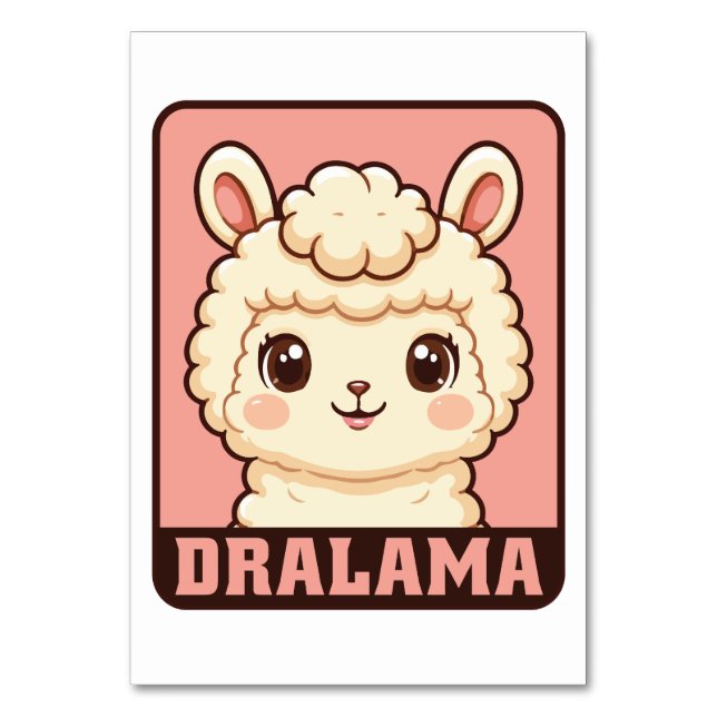 Söt lama illustration design bordsnummer (Framsidan)