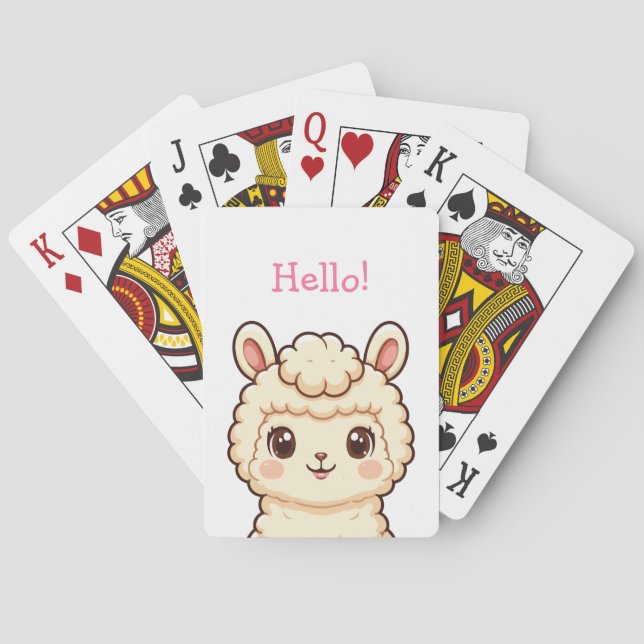 Söt lama illustration design casinokort (Baksidan)
