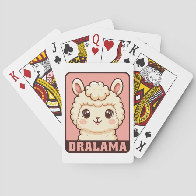 Söt lama illustration design casinokort (Baksidan)