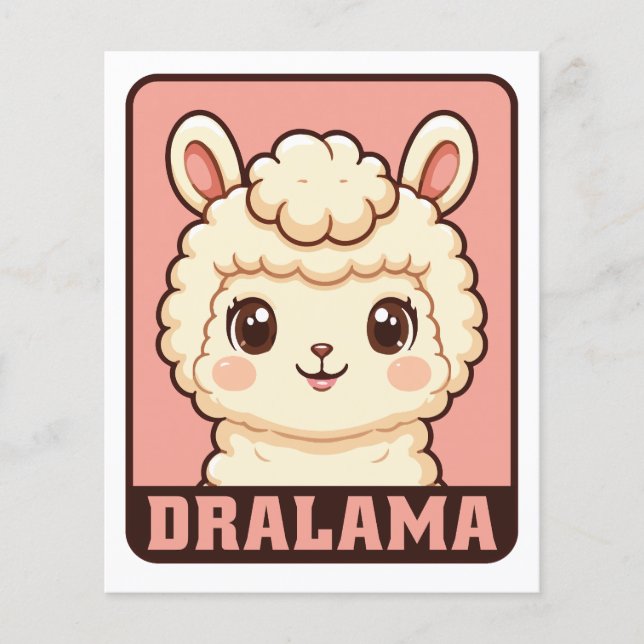 Söt lama illustration design flygblad (Framsidan)