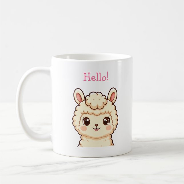 Söt lama illustration design kaffemugg (Vänster)