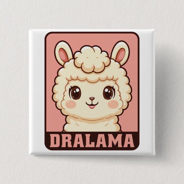 Söt lama illustration design knapp (Framsida)