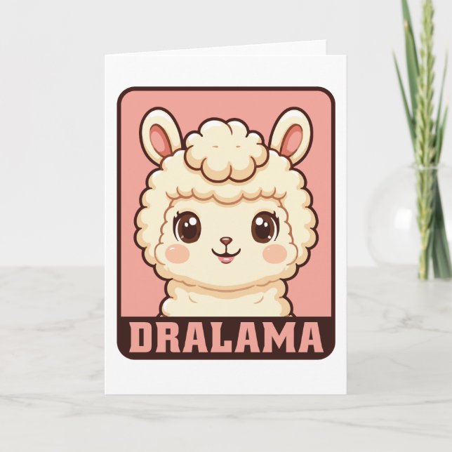 Söt lama illustration design kort (Framsida)