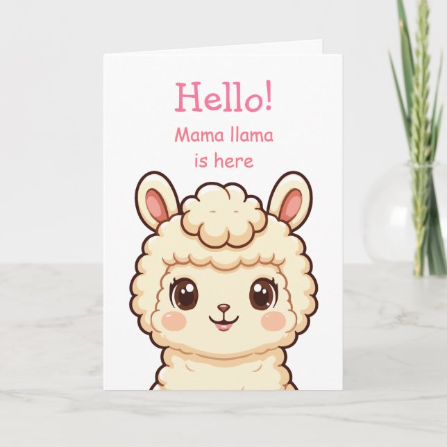 Söt lama illustration design kort (Framsida)