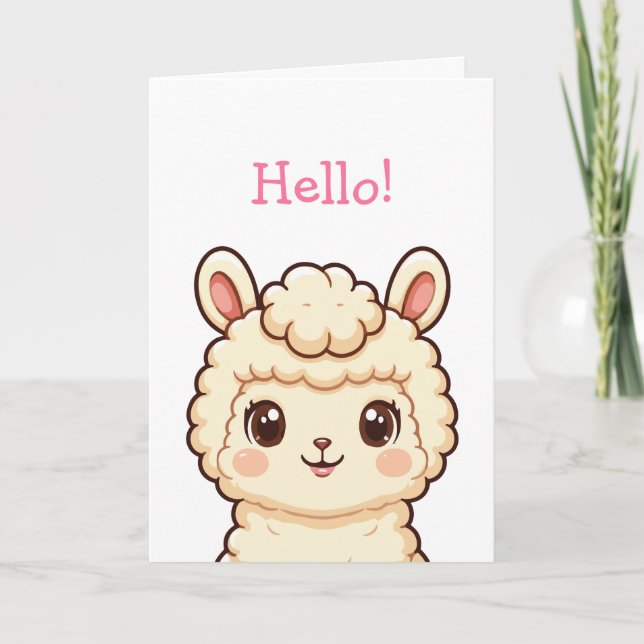 Söt lama illustration design kort (Framsida)