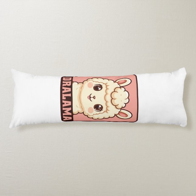 Söt lama illustration design kroppskudde (Framsidan)