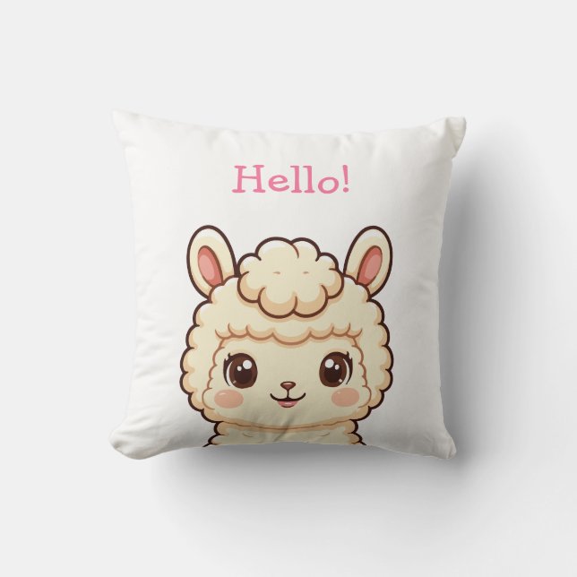 Söt lama illustration design kudde (Framsida)