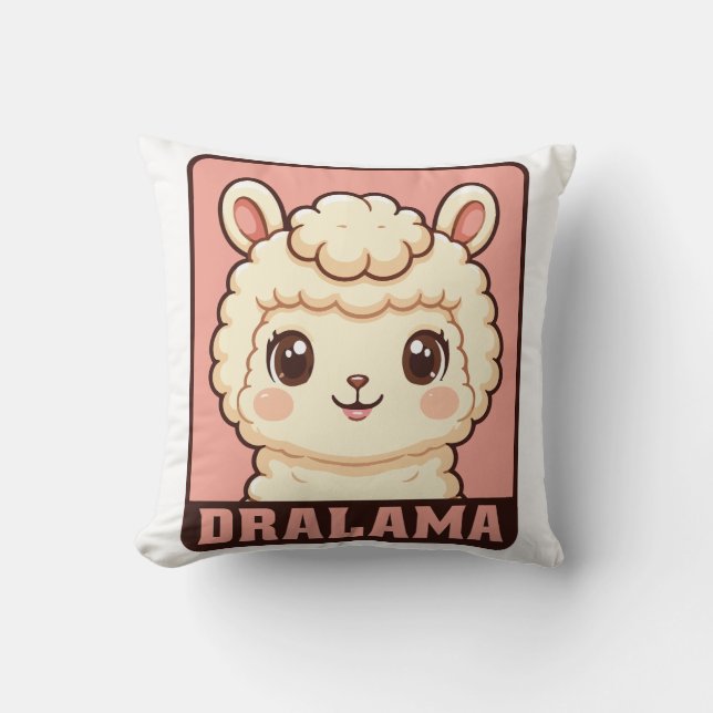 Söt lama illustration design kudde (Framsida)