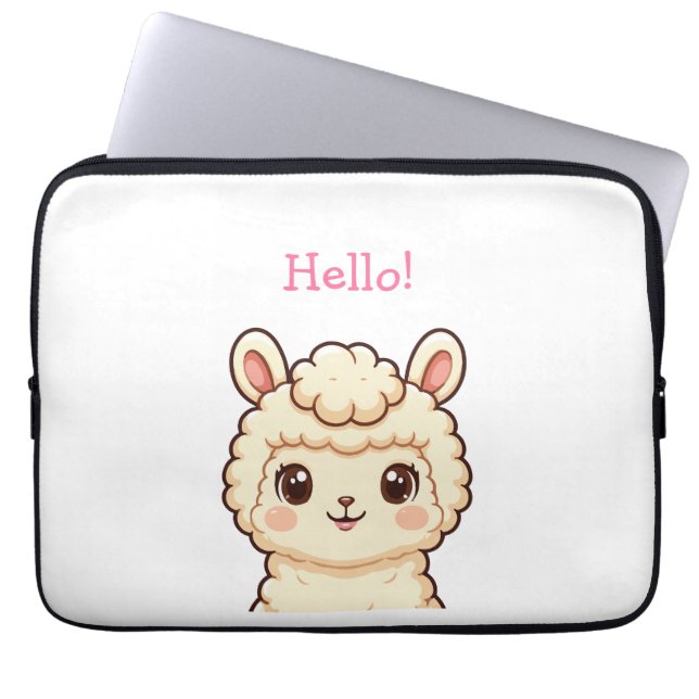 Söt lama illustration design laptop fodral (Framsidan)