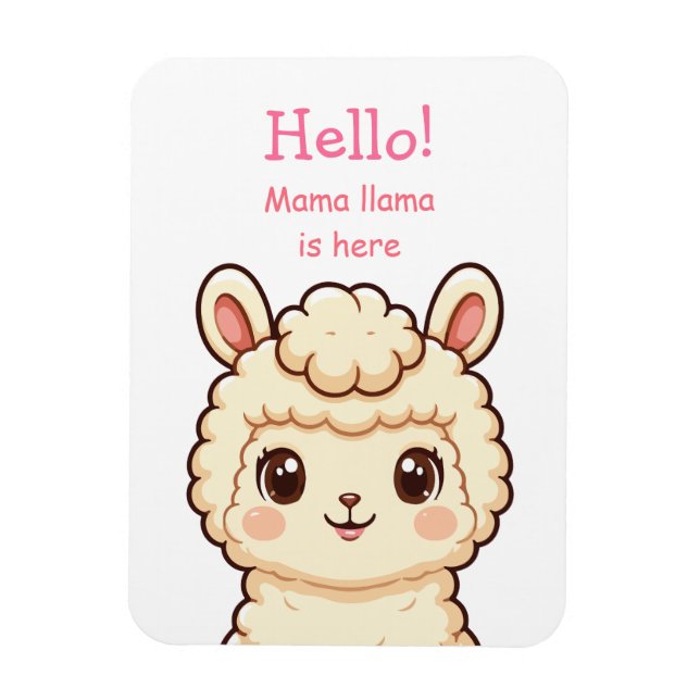 Söt lama illustration design magnet (Vertikal)