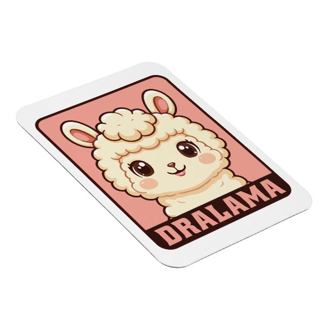 Söt lama illustration design magnet (Högersidan)