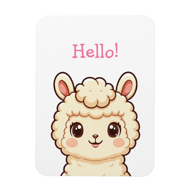 Söt lama illustration design magnet (Vertikal)