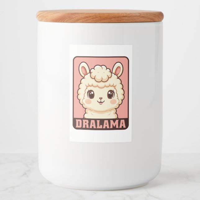 Söt lama illustration design mat etikett (Framsida)