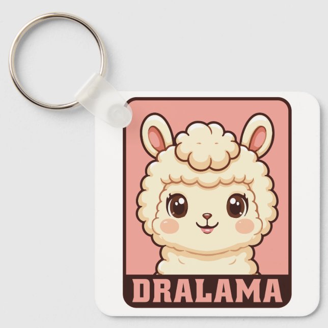Söt lama illustration design nyckelring (Framsida)