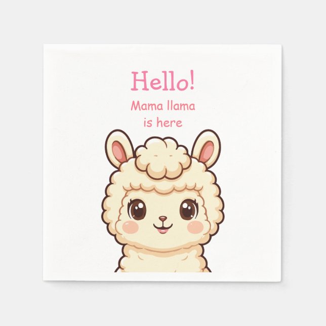 Söt lama illustration design pappersservett (Framsidan)