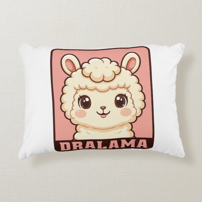 Söt lama illustration design prydnadskudde (Framsidan)