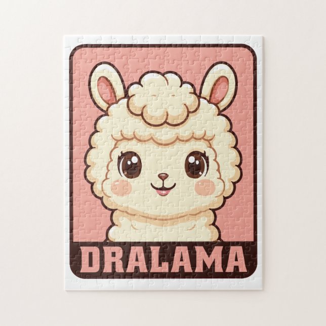 Söt lama illustration design pussel (Vertikal)