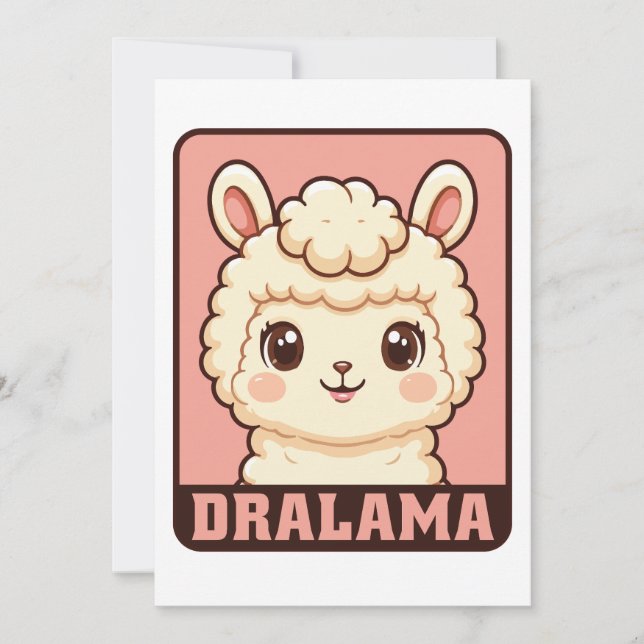 Söt lama illustration design tack kort (Framsida)