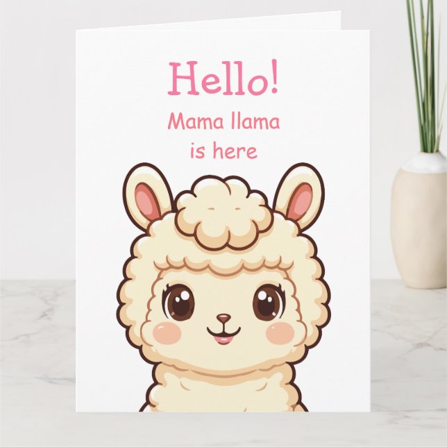 Söt lama illustration design tack kort (Framsida)