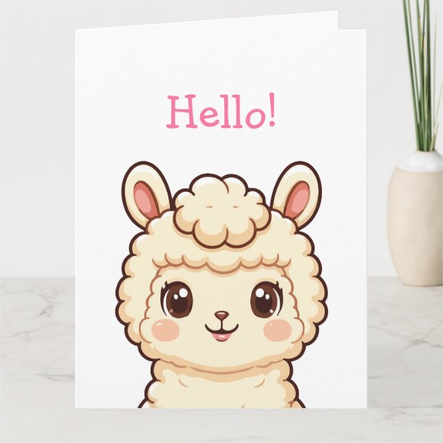 Söt lama illustration design tack kort (Framsida)