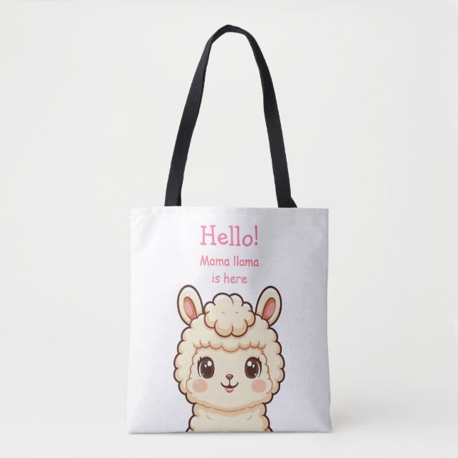 Söt lama illustration design tygkasse (Framsida)
