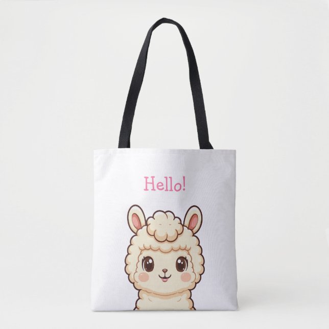 Söt lama illustration design tygkasse (Framsida)