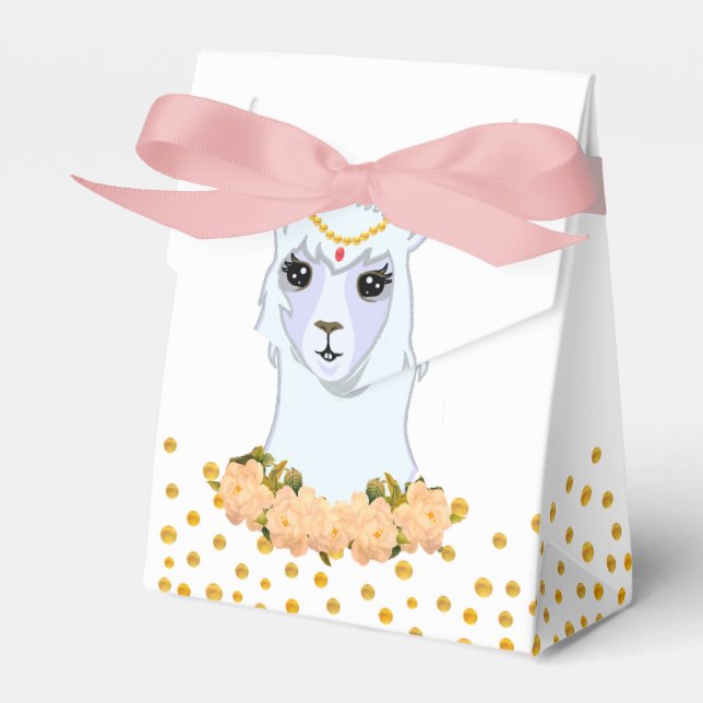 Söt Lama, Peonior & Guld Konfetti Tack Presentaskar (Framsidan Sidan)