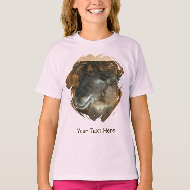 Söt lama personlig djur  t shirt (Framsida)