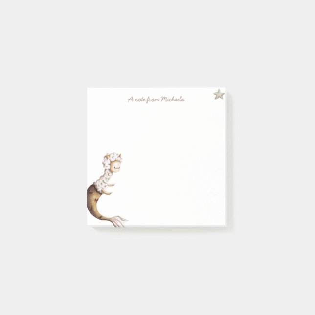 Söt Lama Sjöjungfru Djur Post-it Block (Framsida)