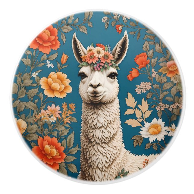 Söt Lama William Morris Inspirerad Blomma Knopp (Framsidan)