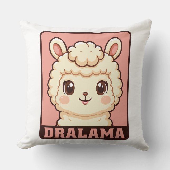 Söt lamaillustration design kudde (Framsida)