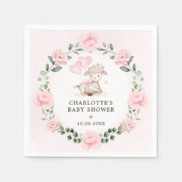 Söt Lamb Baby Rosa Blommigt Baby Shower-favoriter  Pappersservett