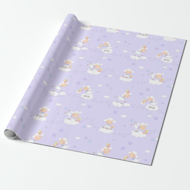 Söt Lamb på molnet Presentpapper (Utrullad)