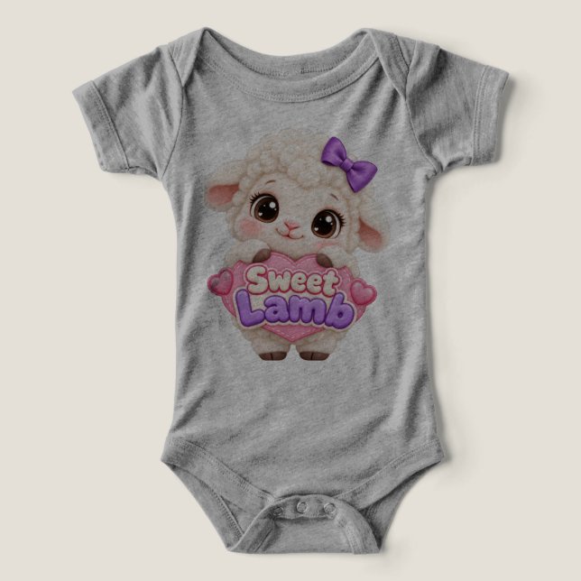 Söt lamm baby bodysuit t shirt (Design Framsida)