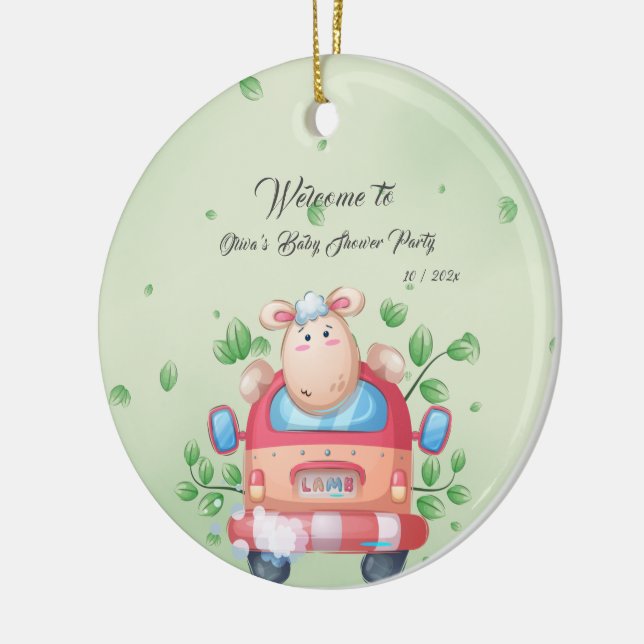 Söt lamm baby shower-ornament julgransprydnad keramik (Vänster)