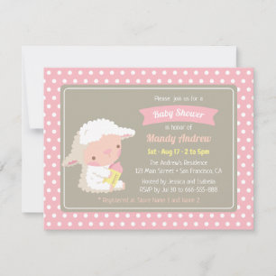 Söt lamm mjölkflaska rosa baby shower inbjudningar