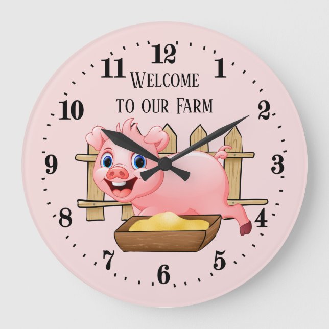 söt Land farm gris add text Stor Klocka (Framsida)