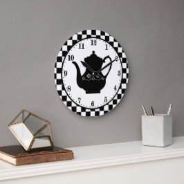 Söt Land kaffekorg ord art Large Clock Stor Klocka