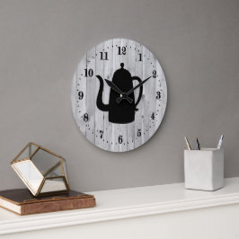 Söt Land kaffekorg ord art Large Clock Stor Klocka