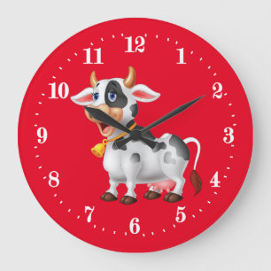 Söt Land ko älskare Large Clock Stor Klocka