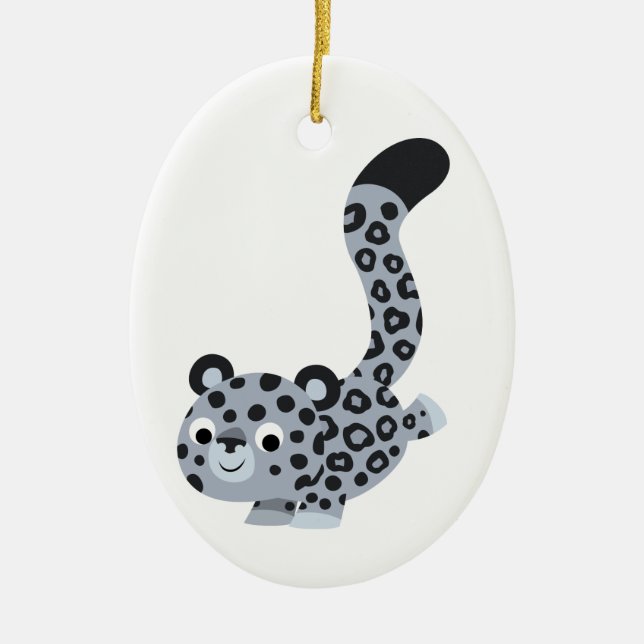 Söt landningsserie, tecknad snöleopard-ornament julgransprydnad keramik (Framsidan)