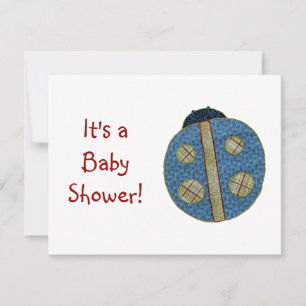 Söt landsbygd stil blå nyckelpiga baby shower inbjudningar