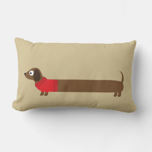 Söt lång dachshund-illustration lumbarkudde