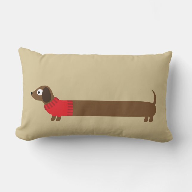 Söt lång dachshund-illustration lumbarkudde (Framsida)