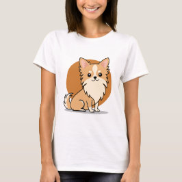 Söt Långhårig Chihuahua Hund Tecknad Bild T Shirt
