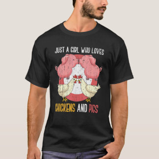 Söt lantbruksdjur Bondflickor Kvinnor Gris Höna T Shirt