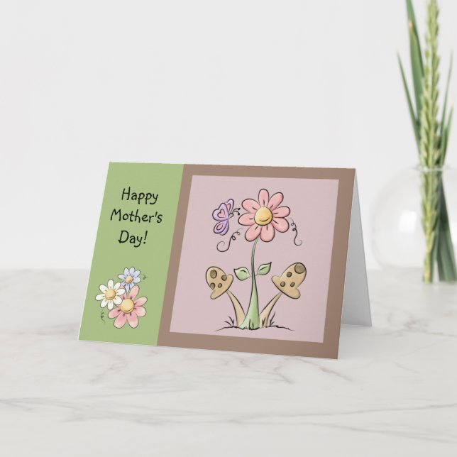 Söt lantlig blommig morsdagskort kort (Framsida)